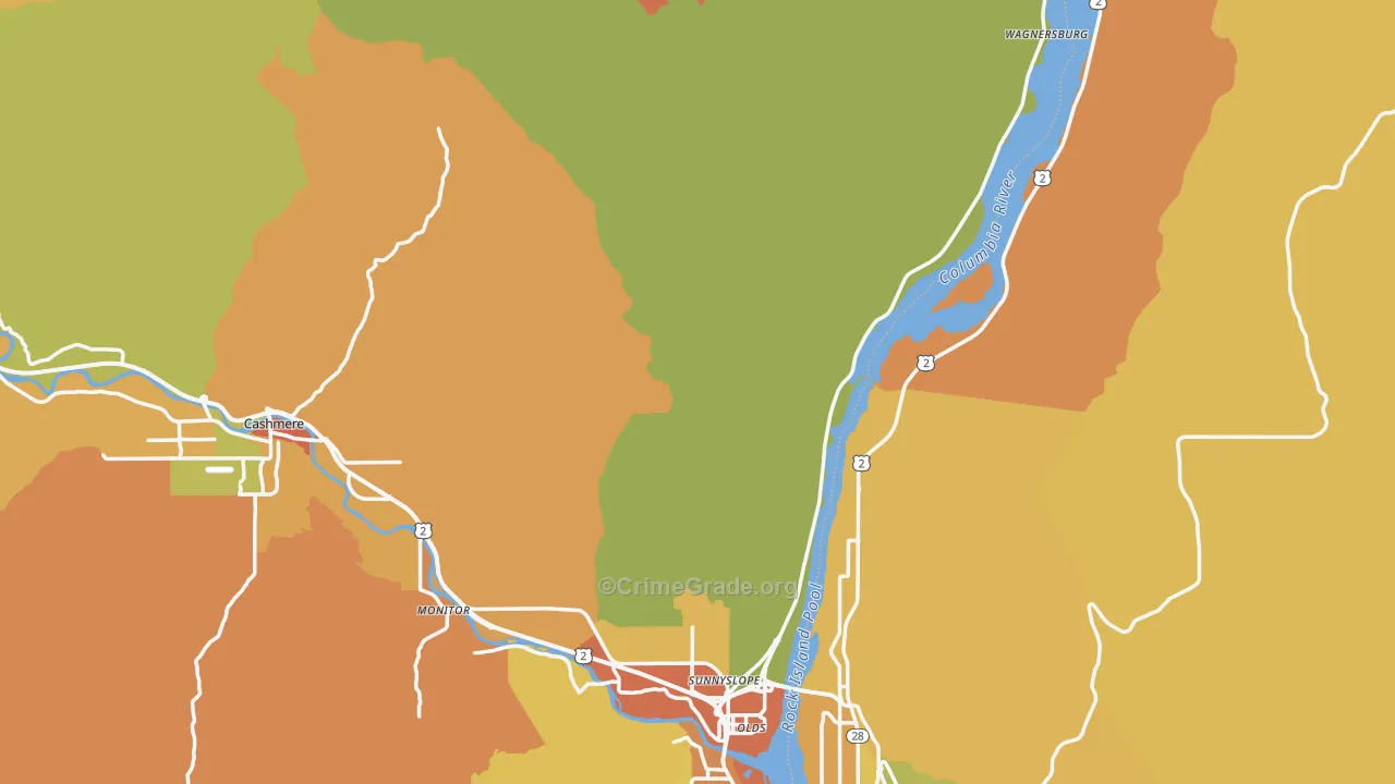 Chelan County, WA Map of Drug-Related Crime Rates