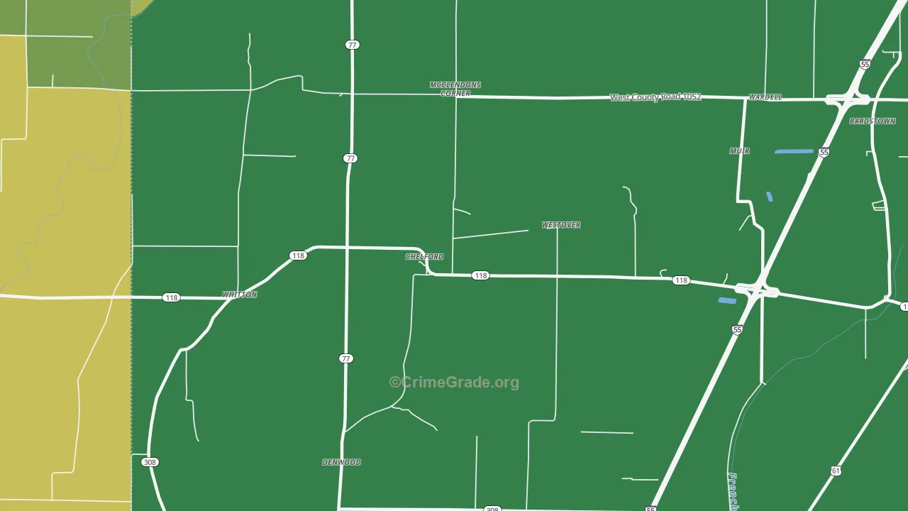 Chelford, AR Map of Drug-Related Crime Rates