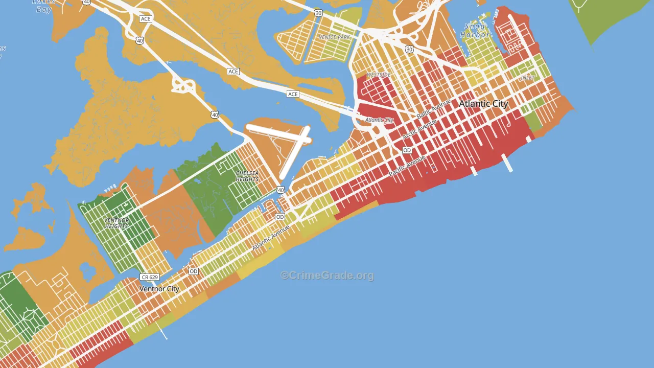 Chelsea, Atlantic City, NJ Map of Drug-Related Crime Rates
