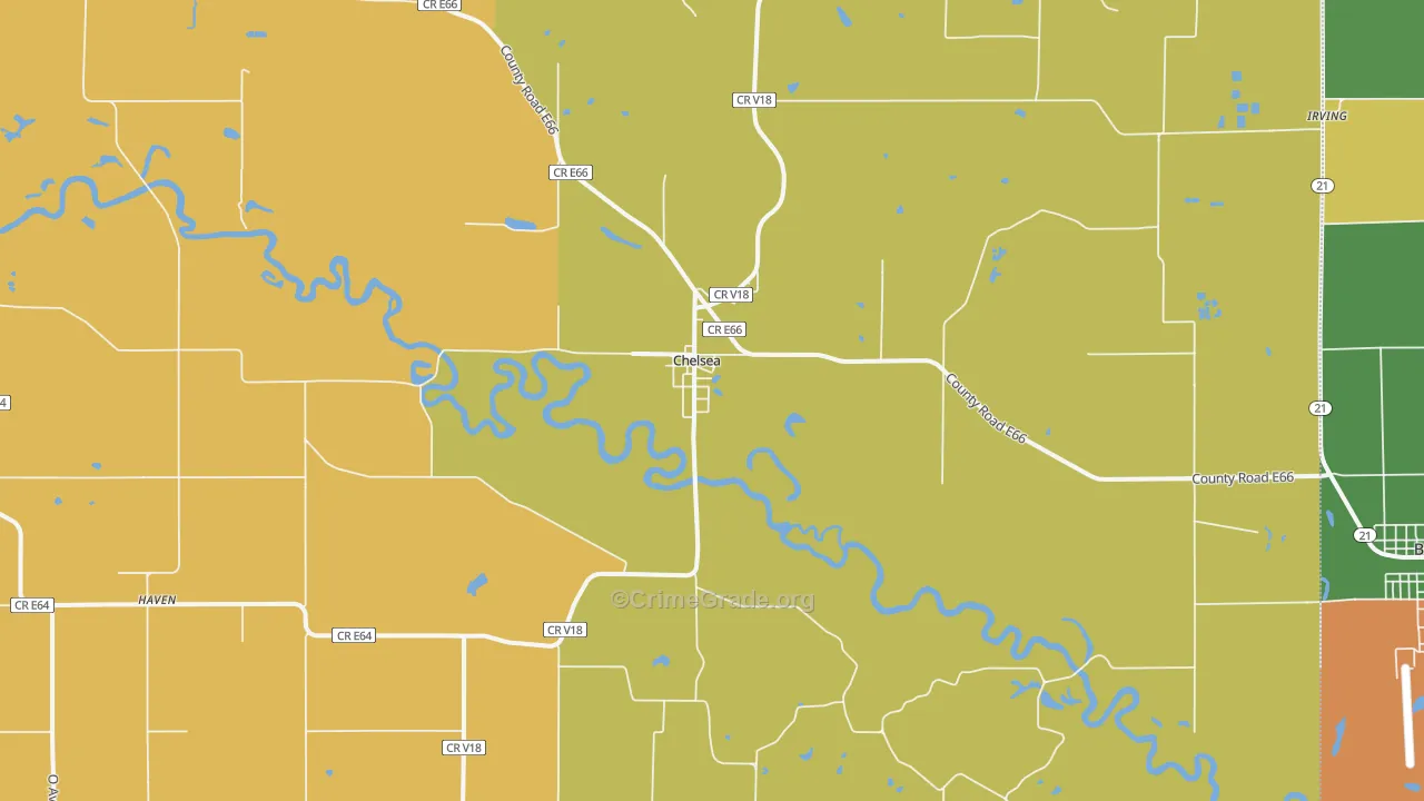 Chelsea, IA Map of Drug-Related Crime Rates