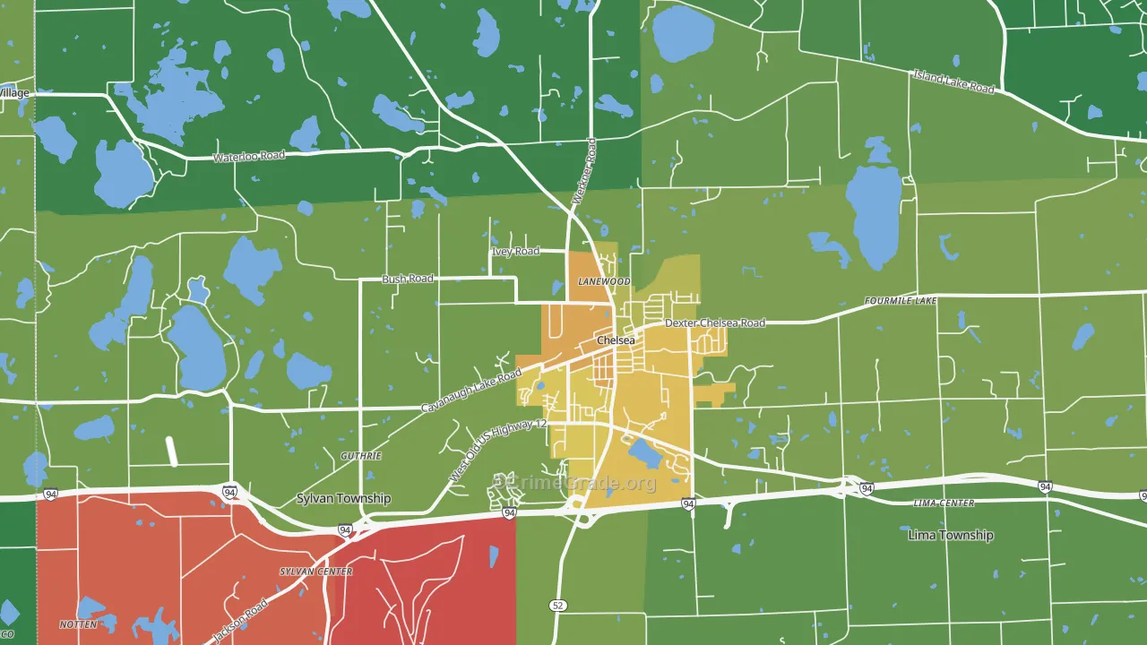 Chelsea, MI Map of Drug-Related Crime Rates