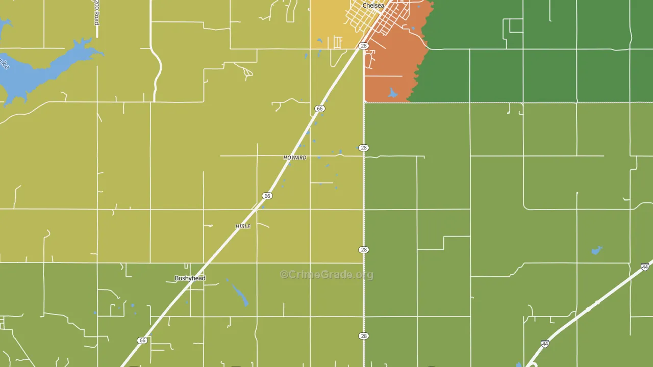 Chelsea, OK Map of Drug-Related Crime Rates