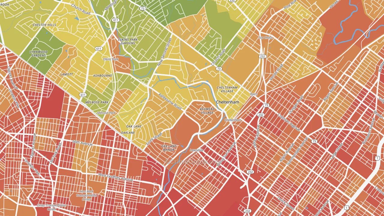Cheltenham, PA Map of Drug-Related Crime Rates