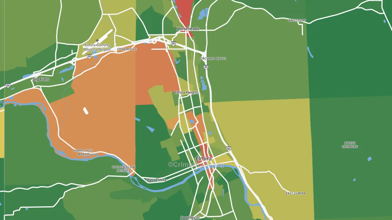 Chemung County, NY Map of Drug-Related Crime Rates