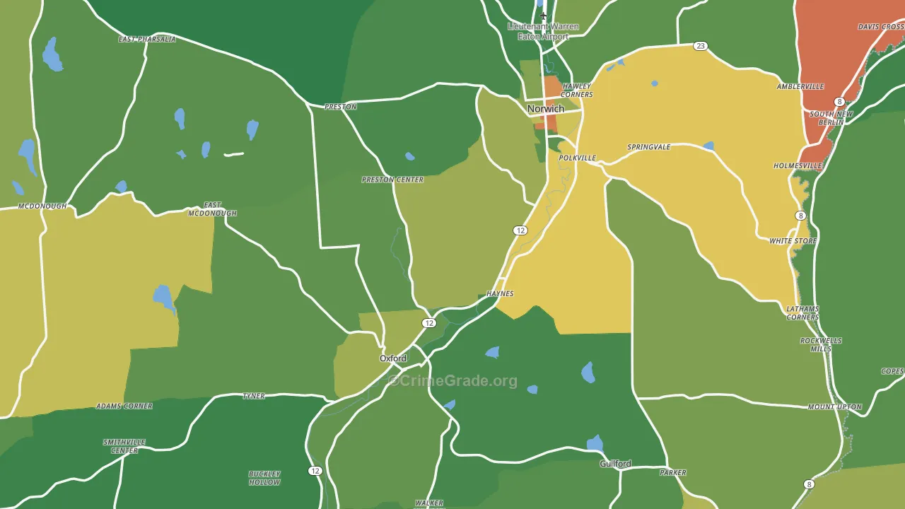 Chenango County, NY Map of Drug-Related Crime Rates