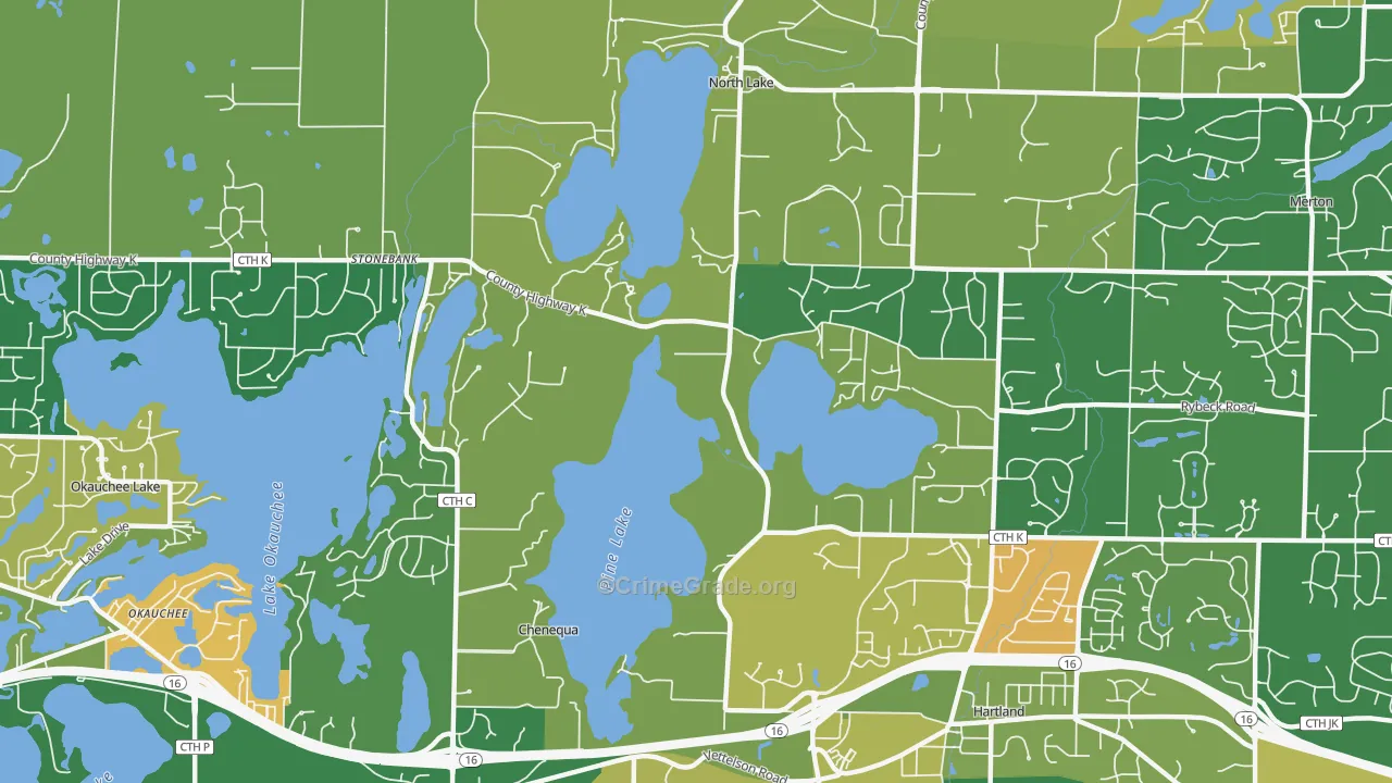 Chenequa, WI Map of Drug-Related Crime Rates