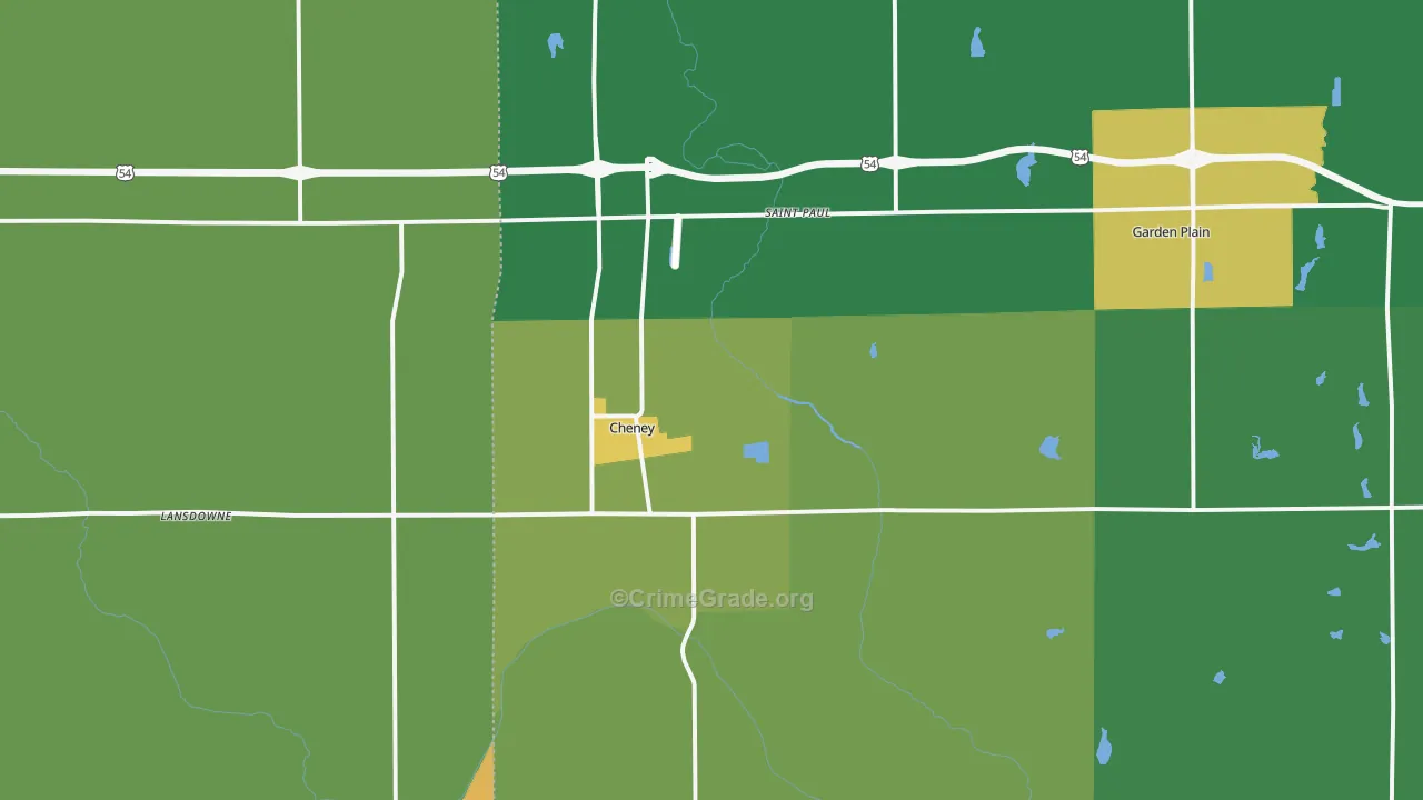 Cheney, KS Map of Drug-Related Crime Rates