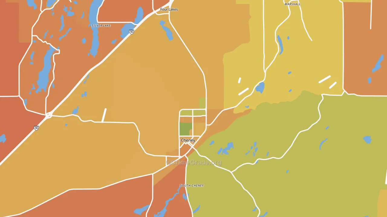 Cheney, WA Map of Drug-Related Crime Rates
