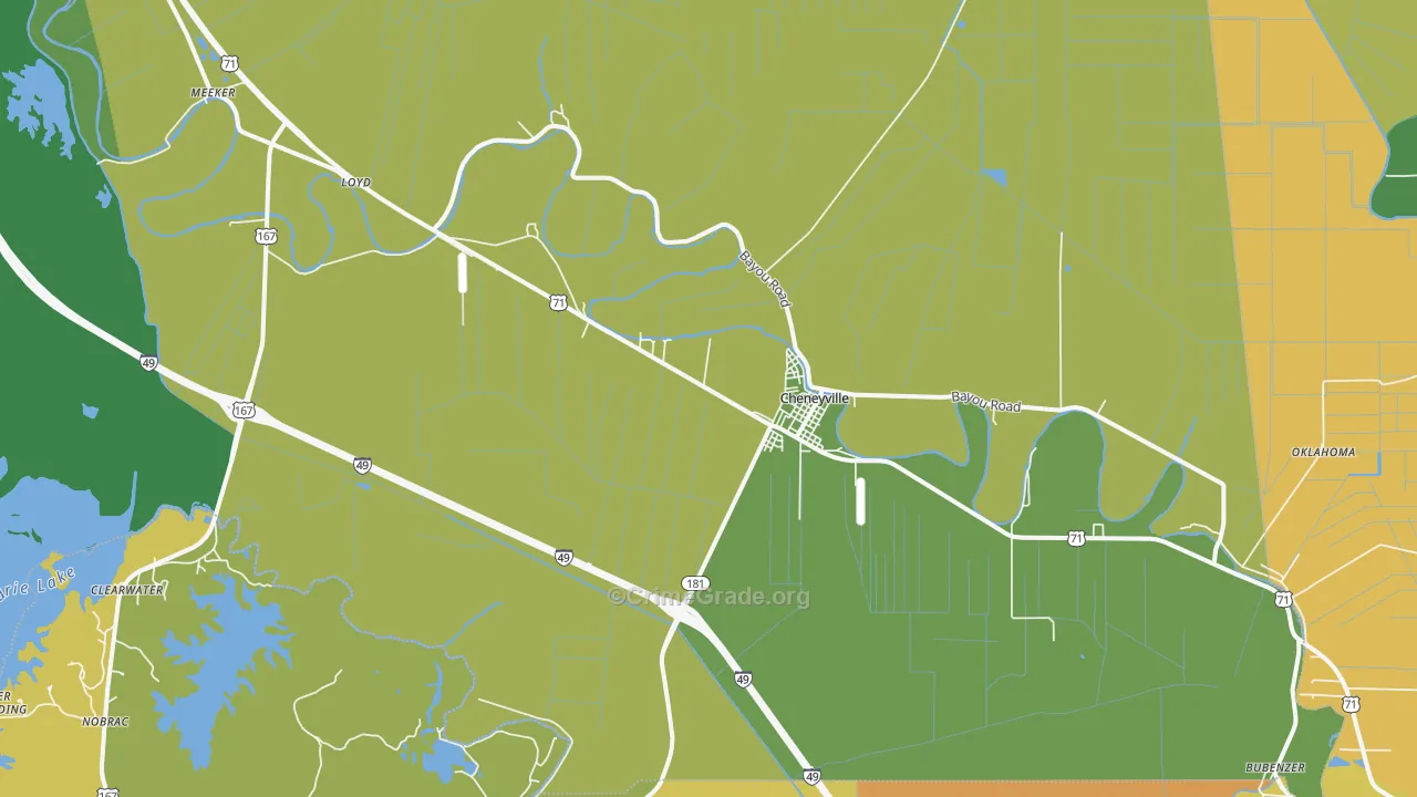 Cheneyville, LA Map of Drug-Related Crime Rates