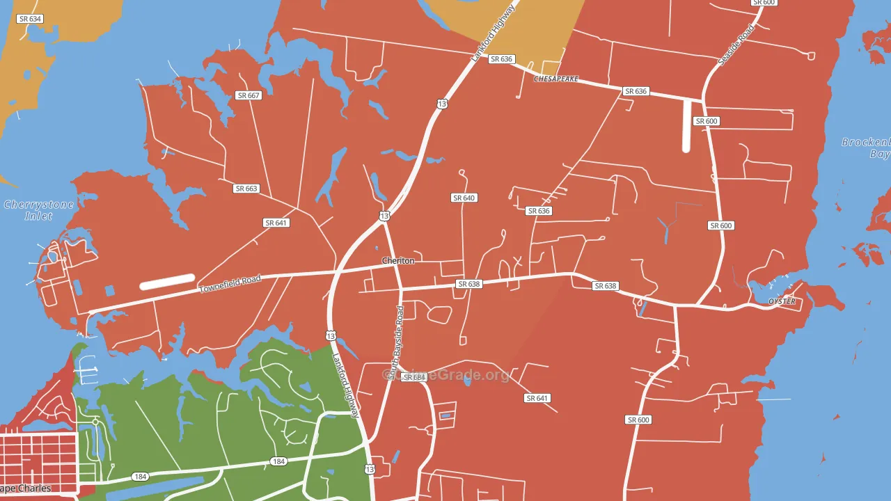 Cheriton, VA Map of Drug-Related Crime Rates