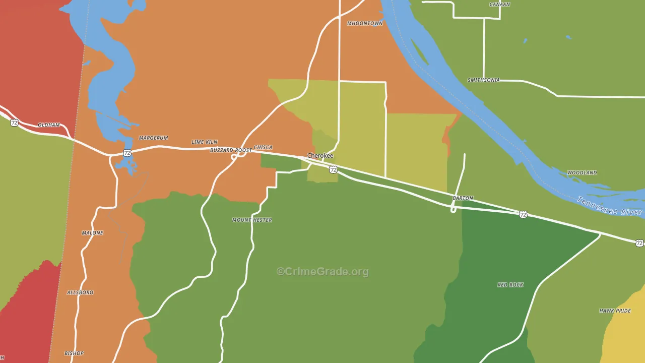 Cherokee, AL Map of Drug-Related Crime Rates