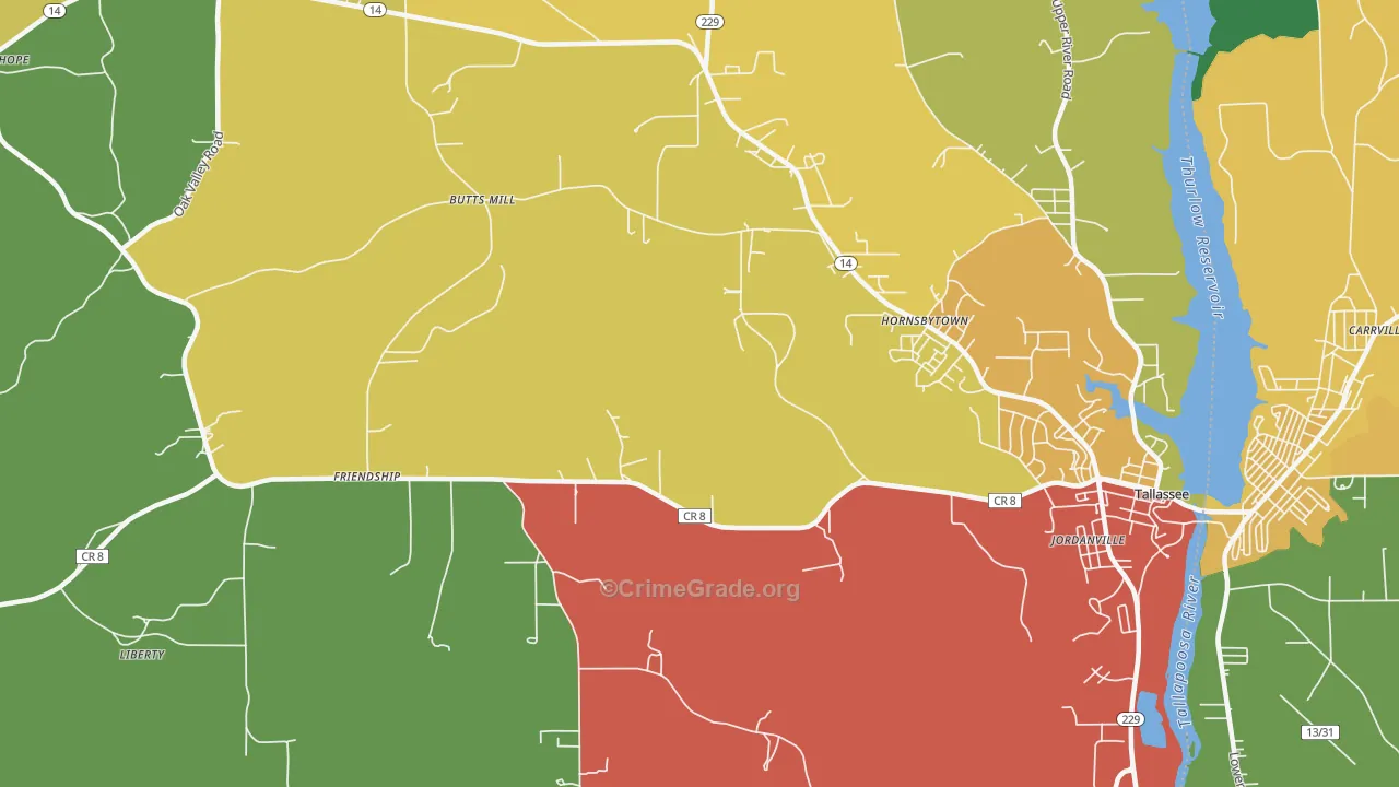 Cherokee Bluffs, AL Map of Drug-Related Crime Rates