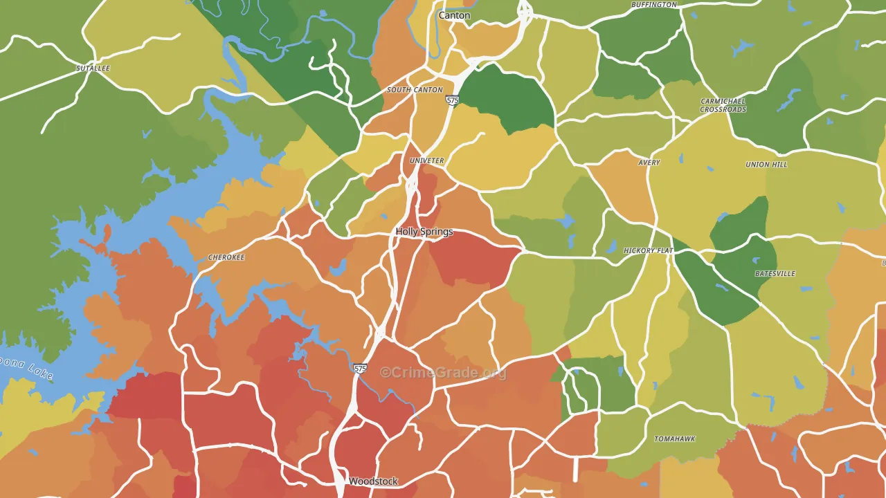 Cherokee County, GA Map of Drug-Related Crime Rates