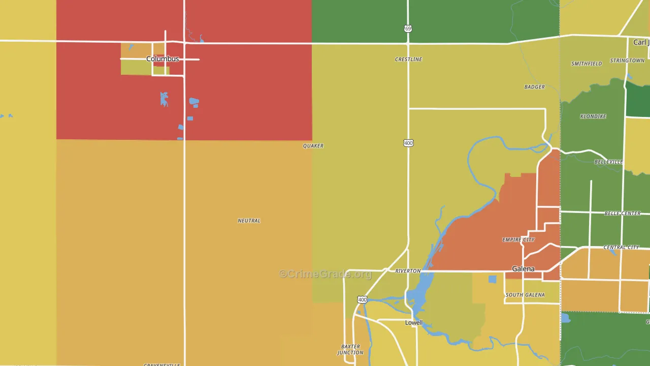 Cherokee County, KS Map of Drug-Related Crime Rates