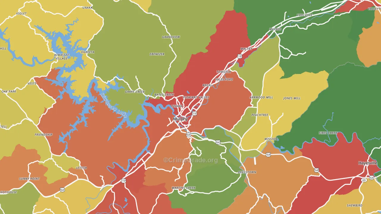 Cherokee County, NC Map of Drug-Related Crime Rates
