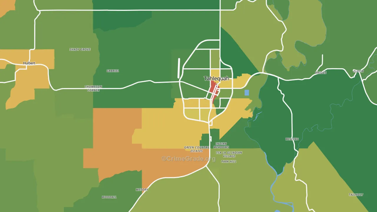 Cherokee County, OK Map of Drug-Related Crime Rates