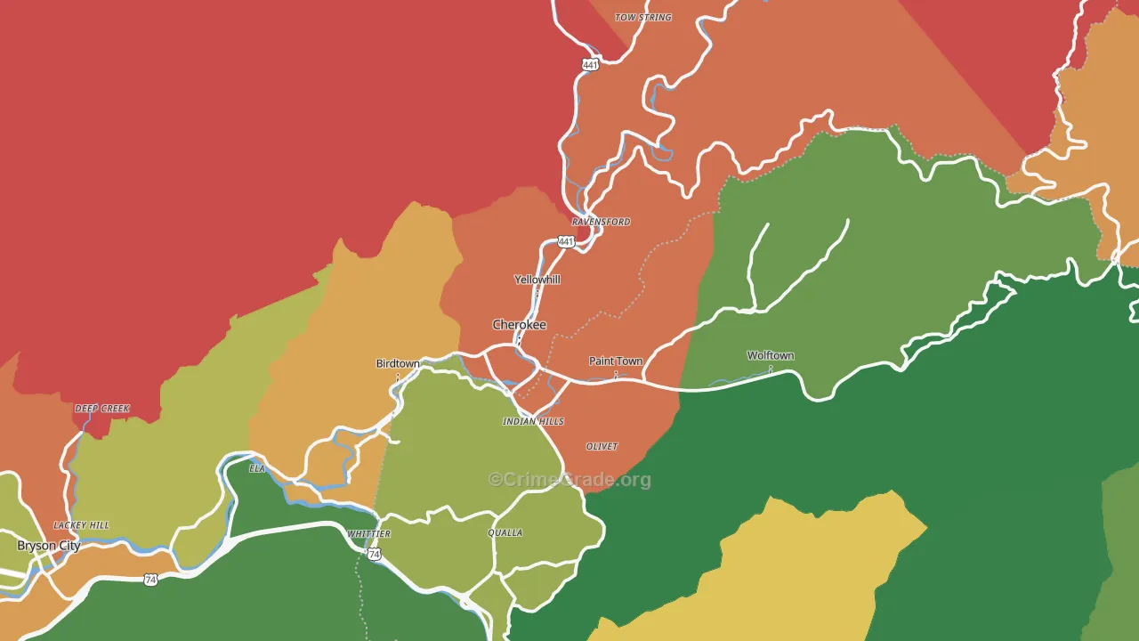 Cherokee, NC Map of Drug-Related Crime Rates