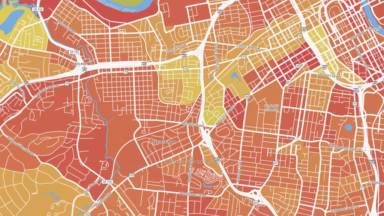 Cherokee Park, Nashville, TN Map of Drug-Related Crime Rates