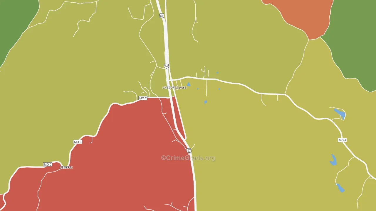 Cherokee Pass, MO Map of Drug-Related Crime Rates