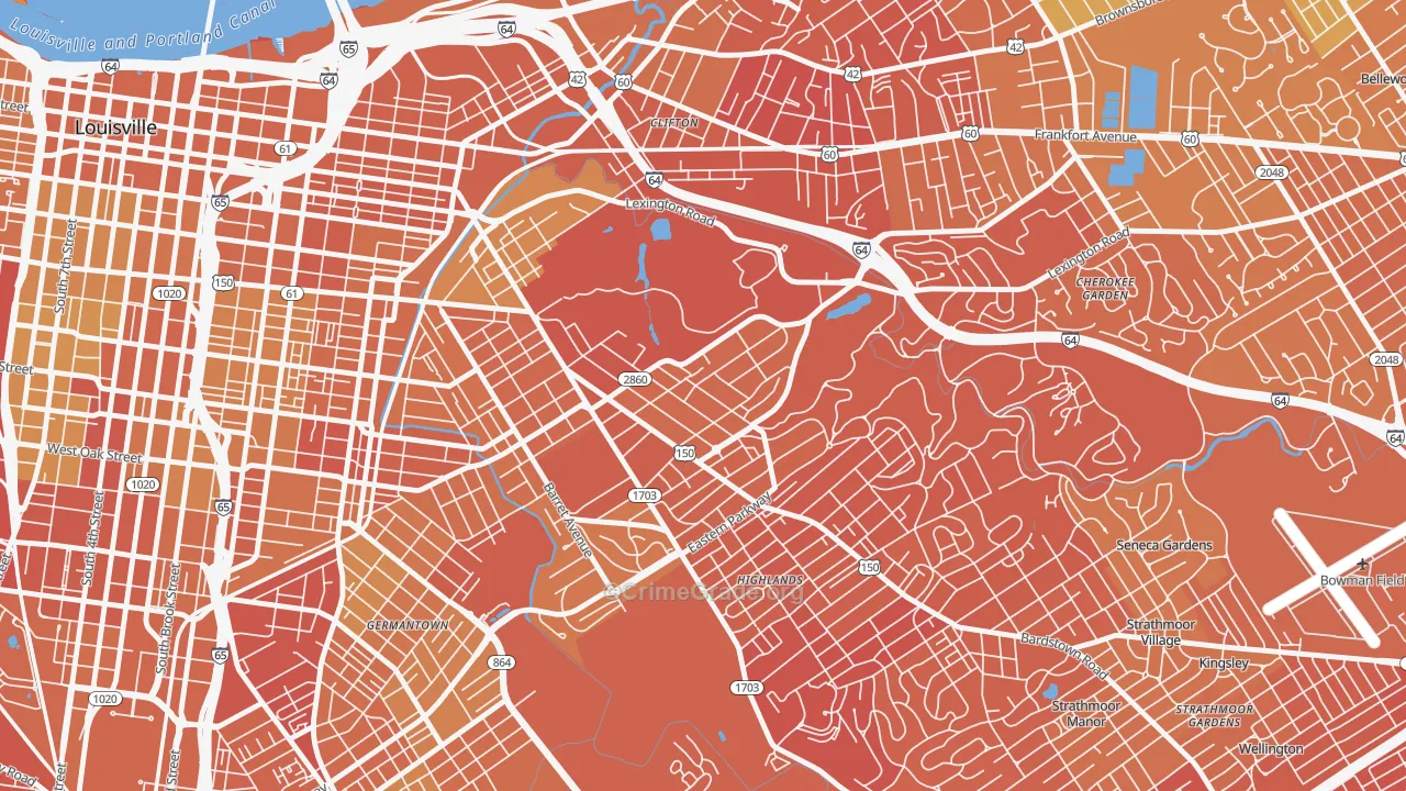 Cherokee Triangle, Louisville, KY Map of Drug-Related Crime Rates