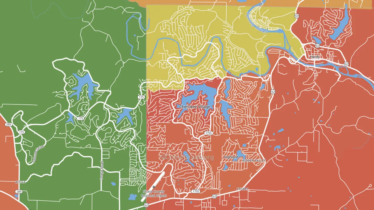 Cherokee Village, AR Map of Drug-Related Crime Rates