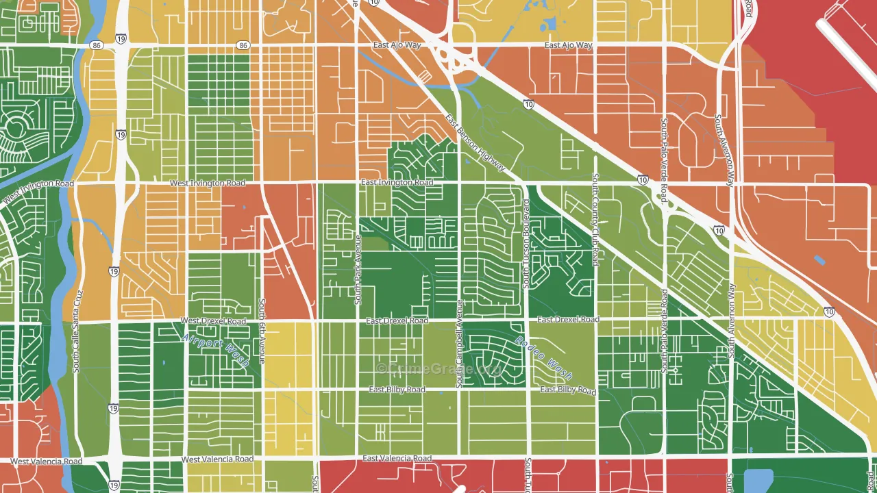 Cherry Avenue, Tucson, AZ Map of Drug-Related Crime Rates