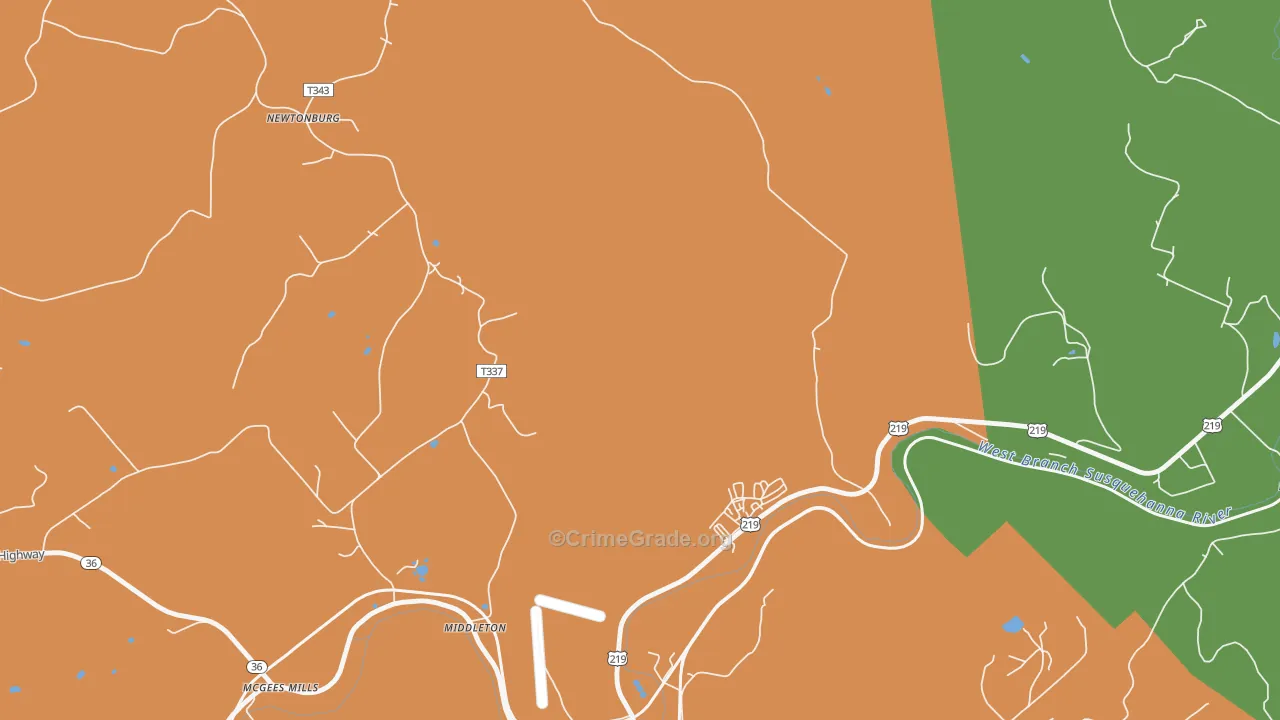 Cherry Corner, PA Map of Drug-Related Crime Rates