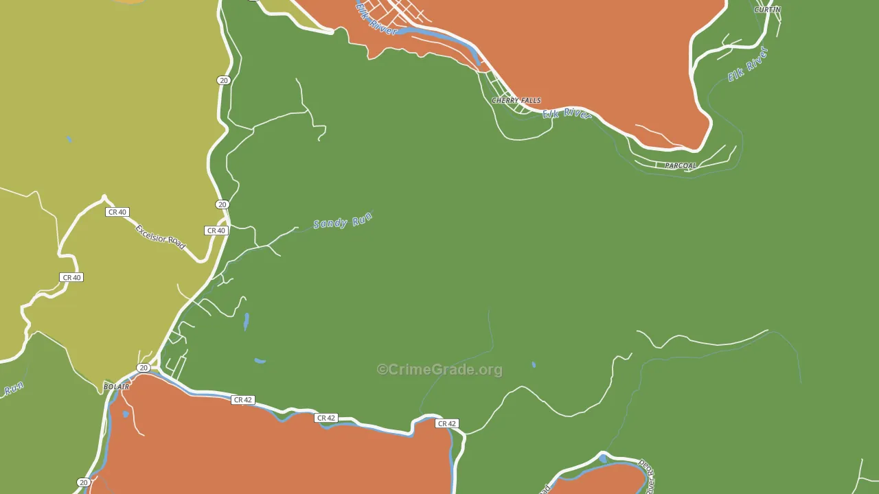 Cherry Falls, WV Map of Drug-Related Crime Rates
