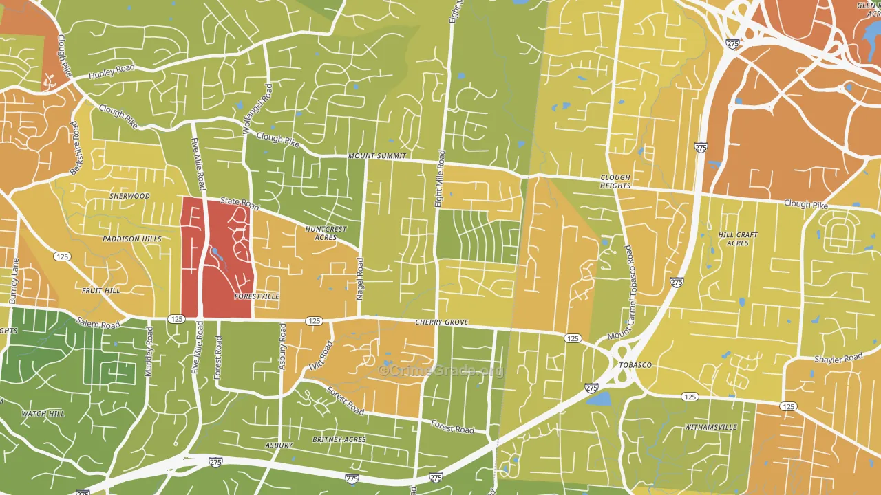 Cherry Grove, Cincinnati, OH Map of Drug-Related Crime Rates