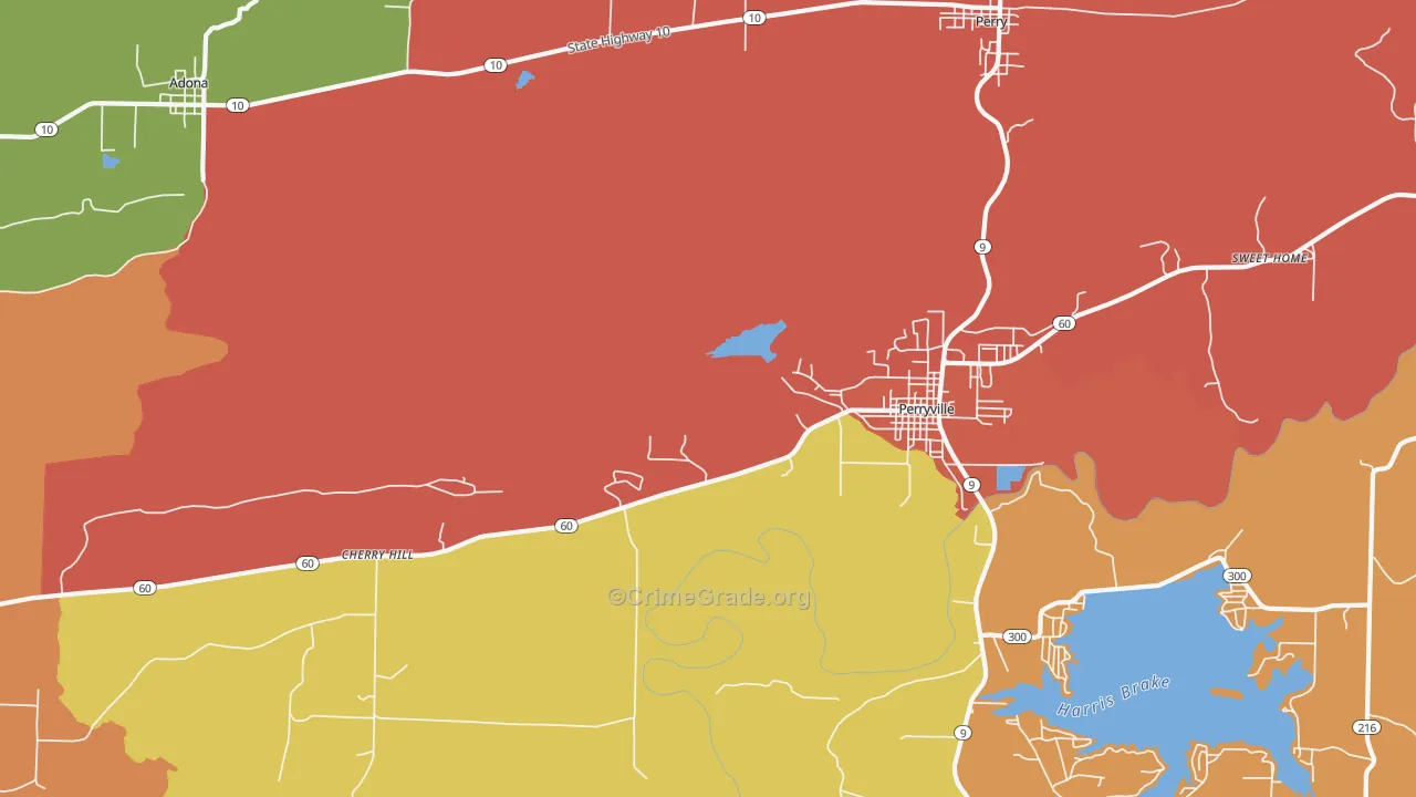 Cherry Hill, AR Map of Drug-Related Crime Rates