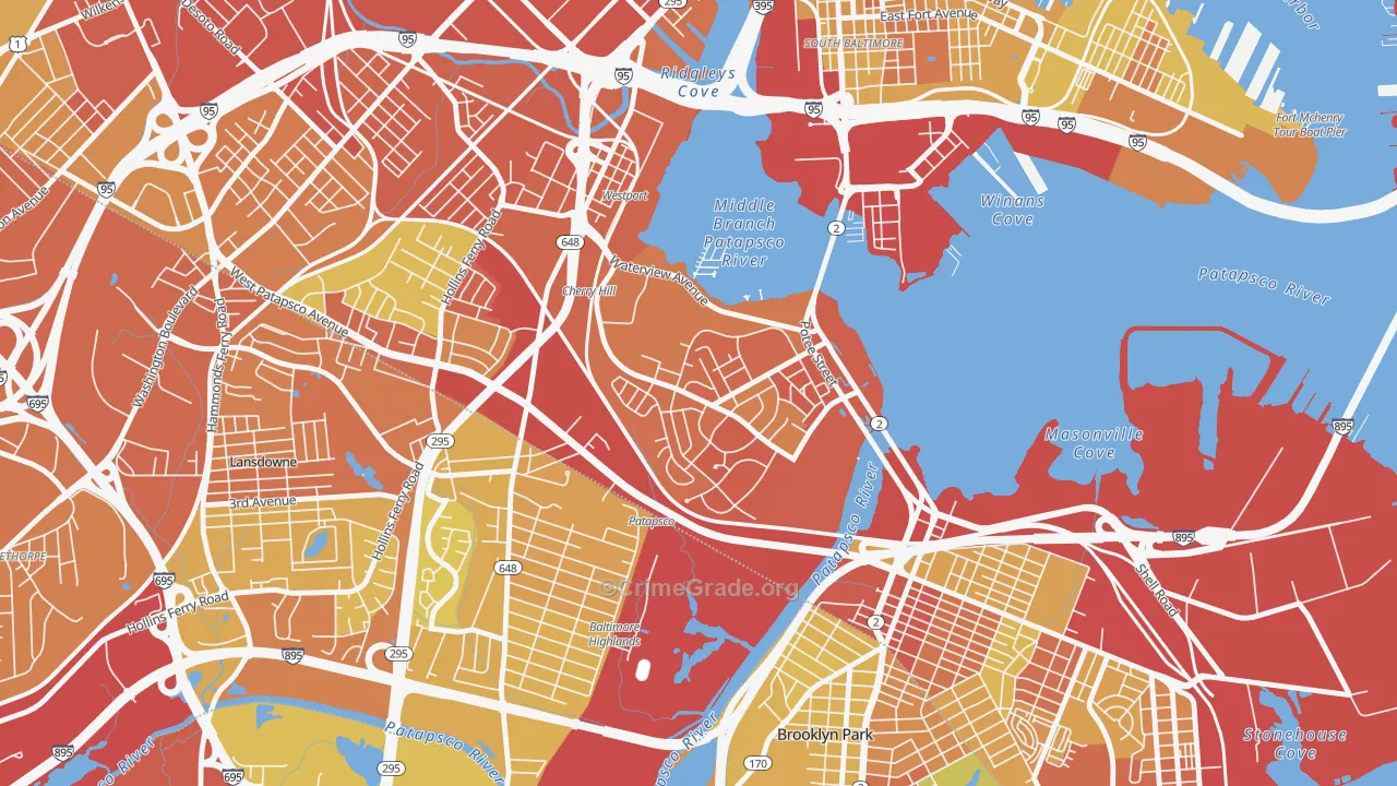 Cherry Hill, Brooklyn, MD Map of Drug-Related Crime Rates