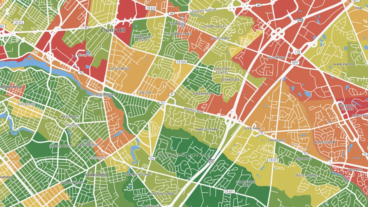 Cherry Hill, NJ Map of Drug-Related Crime Rates