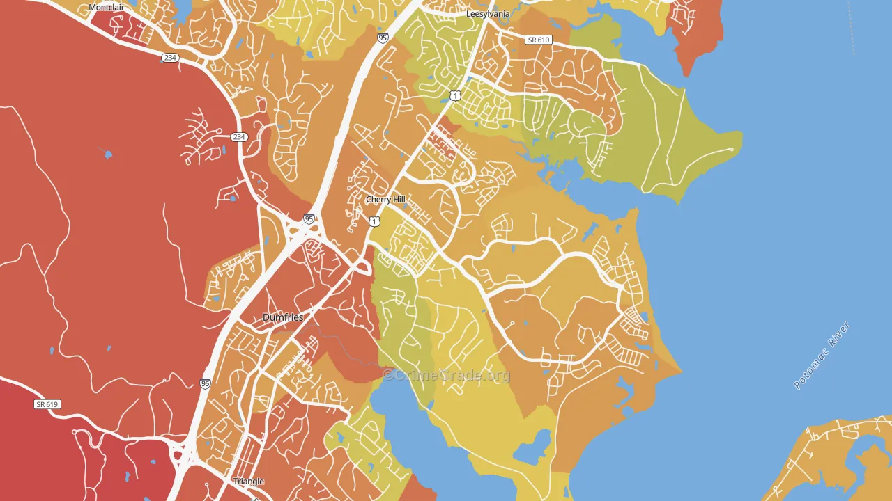 Cherry Hill, VA Map of Drug-Related Crime Rates