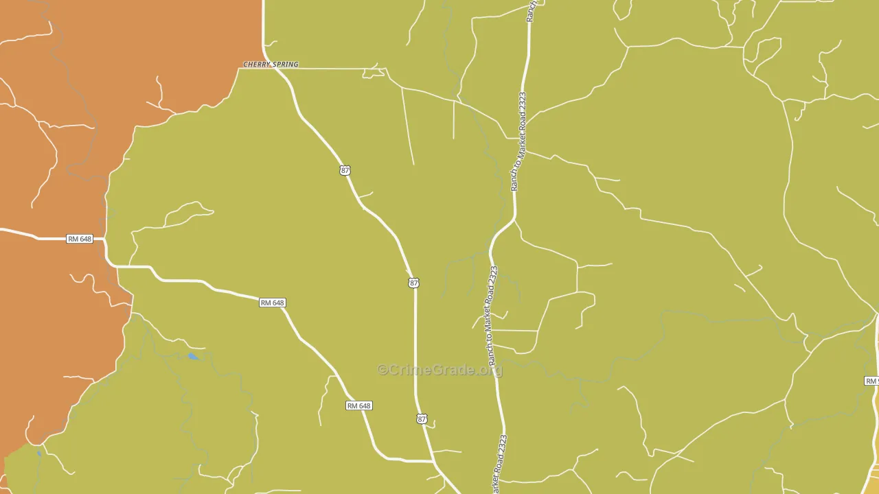 Cherry Spring, TX Map of Drug-Related Crime Rates