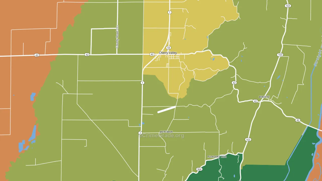 Cherry Valley, AR Map of Drug-Related Crime Rates