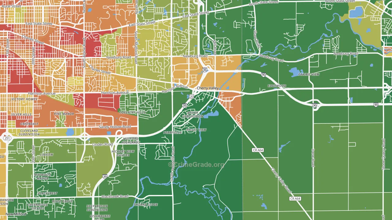 Cherry Valley, IL Map of Drug-Related Crime Rates