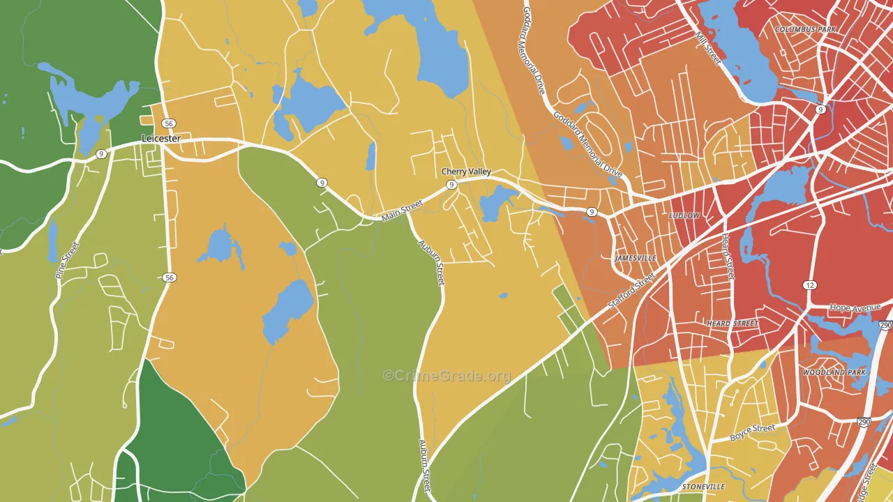 Cherry Valley, MA Map of Drug-Related Crime Rates