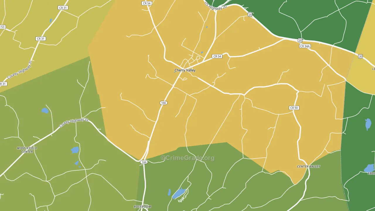 Cherry Valley, NY Map of Drug-Related Crime Rates