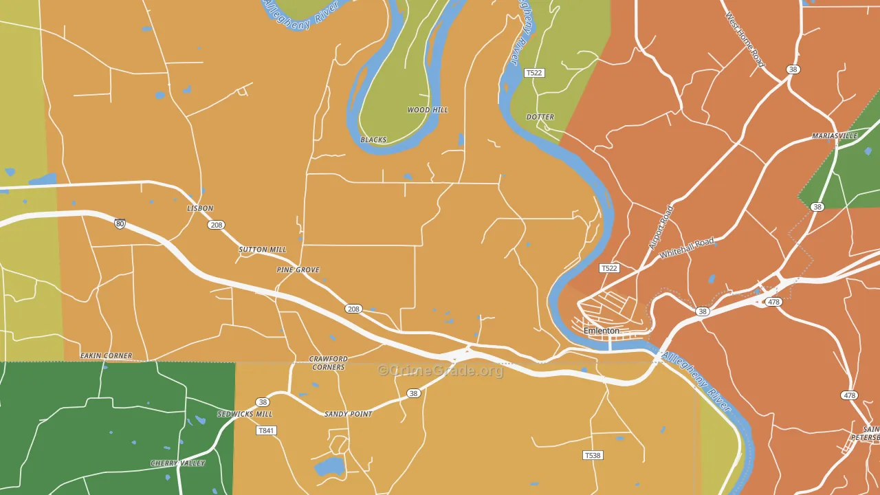 Cherry Valley, PA Map of Drug-Related Crime Rates