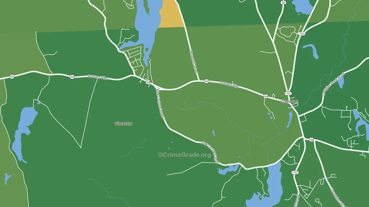 Cherry Valley, RI Map of Drug-Related Crime Rates