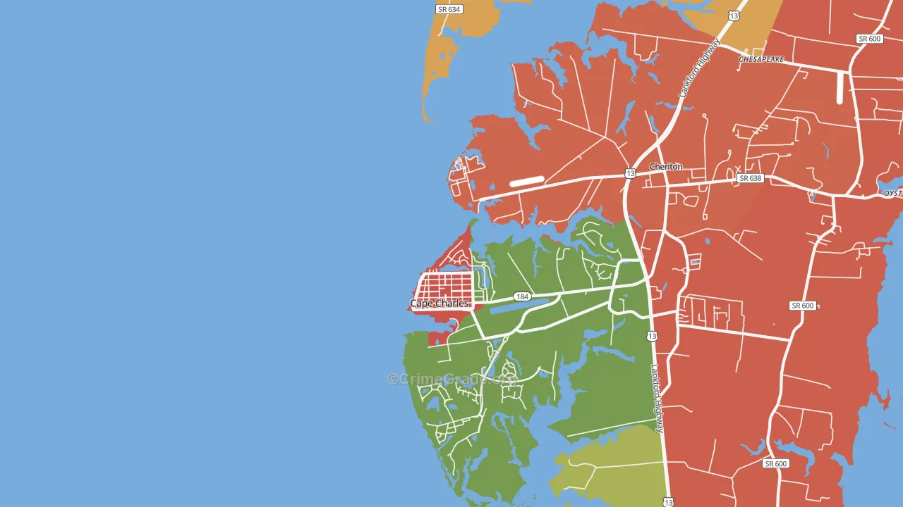 Cherrystone, VA Map of Drug-Related Crime Rates