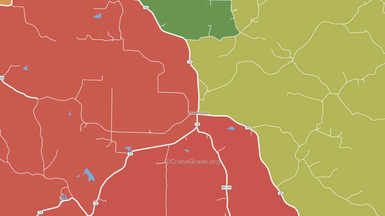 Cherryville, MO Map of Drug-Related Crime Rates