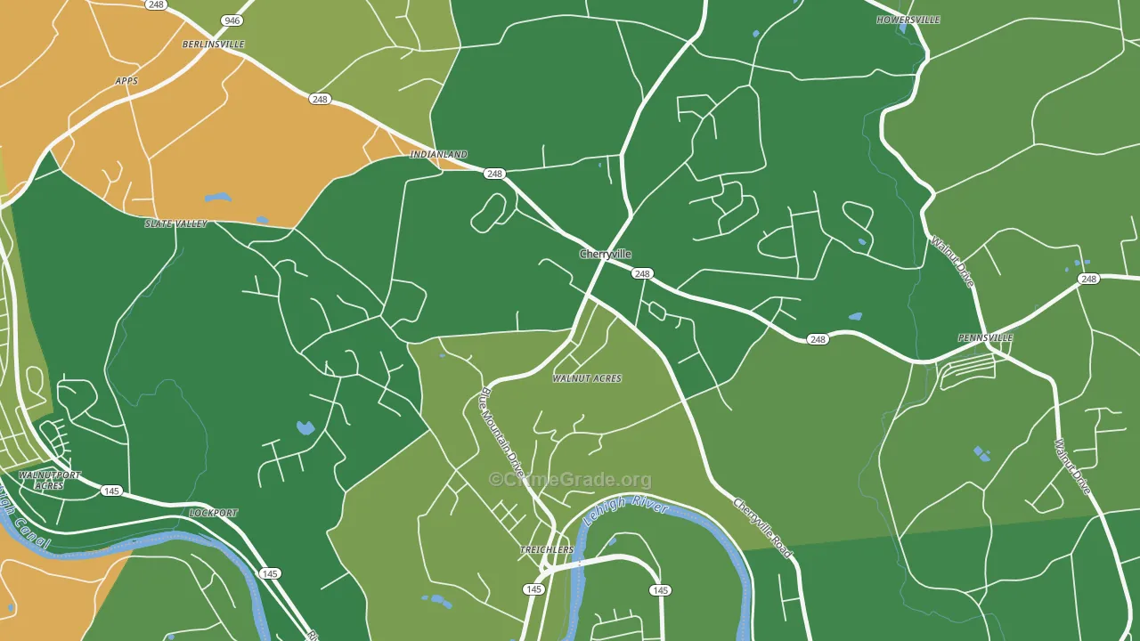 Cherryville, PA Map of Drug-Related Crime Rates
