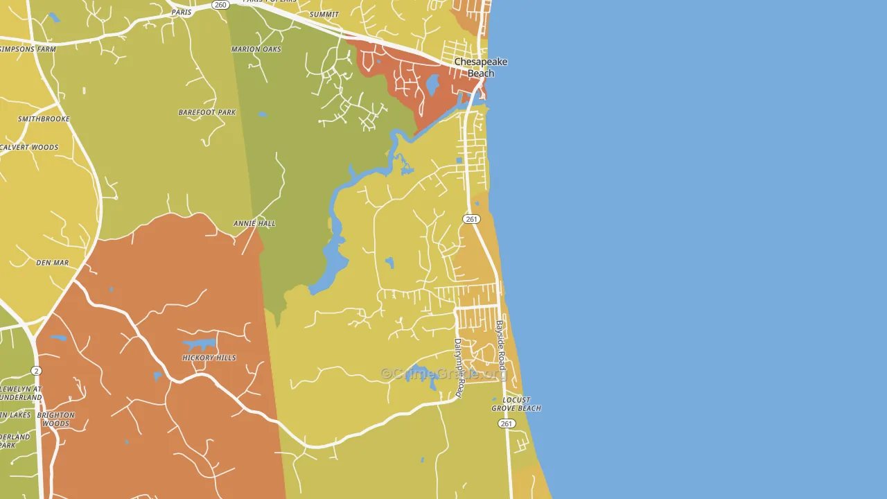 Chesapeake Beach, MD Map of Drug-Related Crime Rates