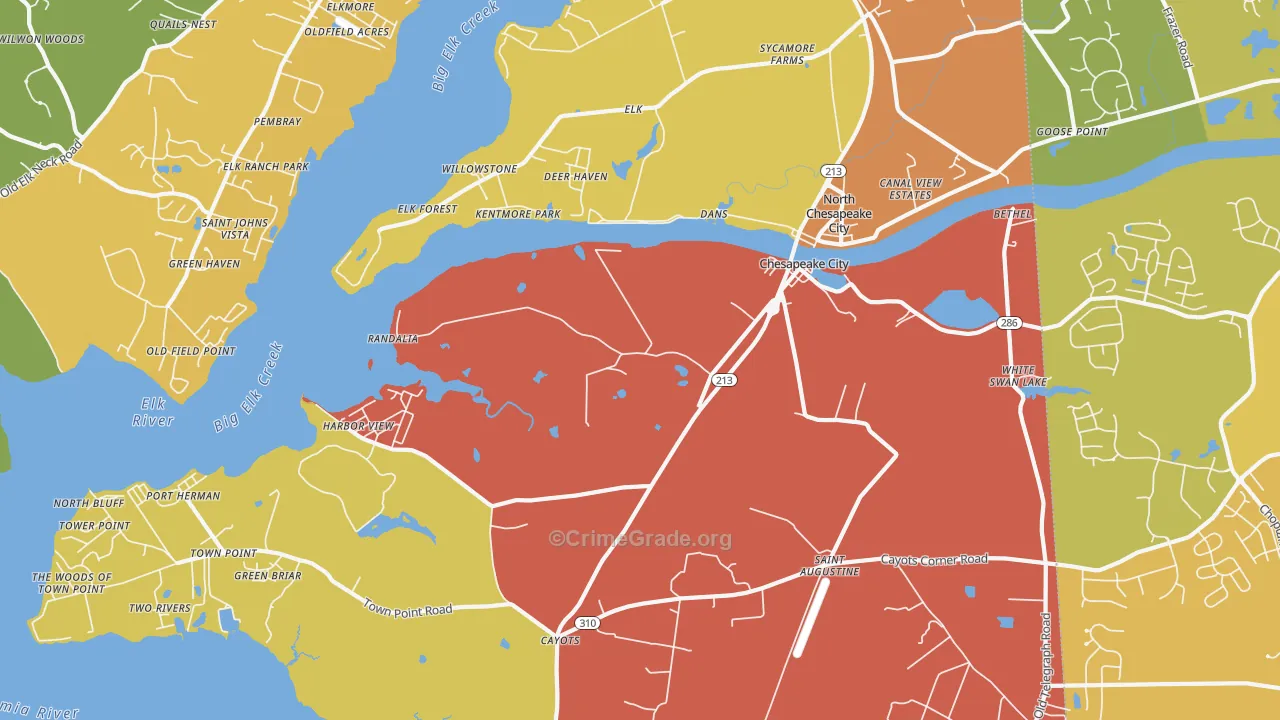 Chesapeake City, MD Map of Drug-Related Crime Rates