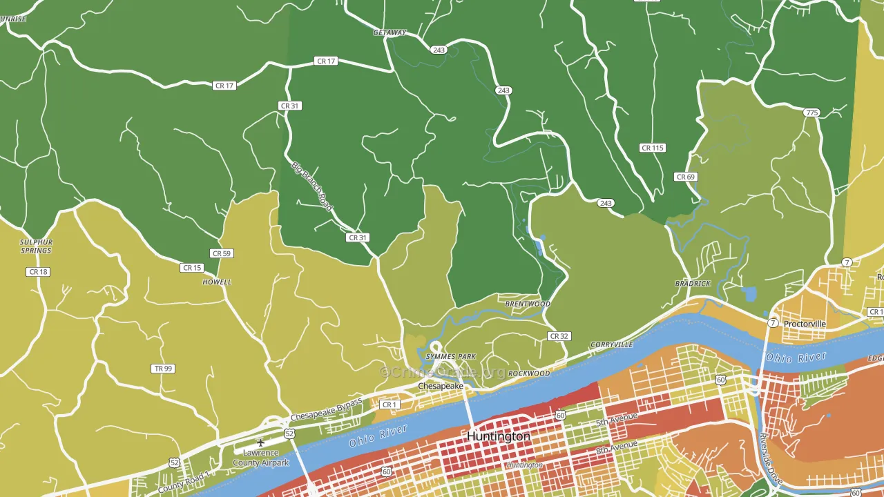 Chesapeake, OH Map of Drug-Related Crime Rates