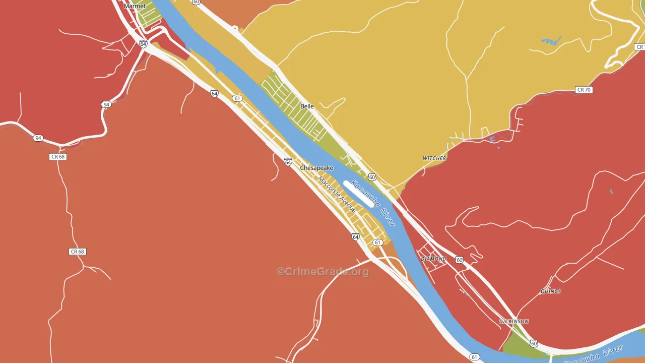 Chesapeake, WV Map of Drug-Related Crime Rates