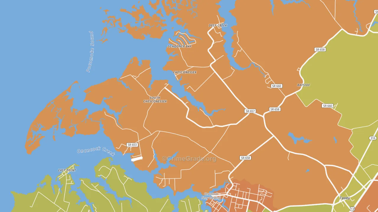 Chesconessex, VA Map of Drug-Related Crime Rates