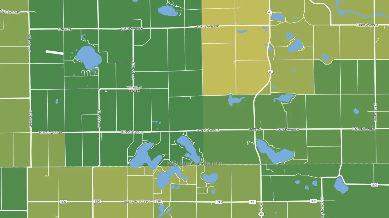 Cheshire Center, MI Map of Drug-Related Crime Rates