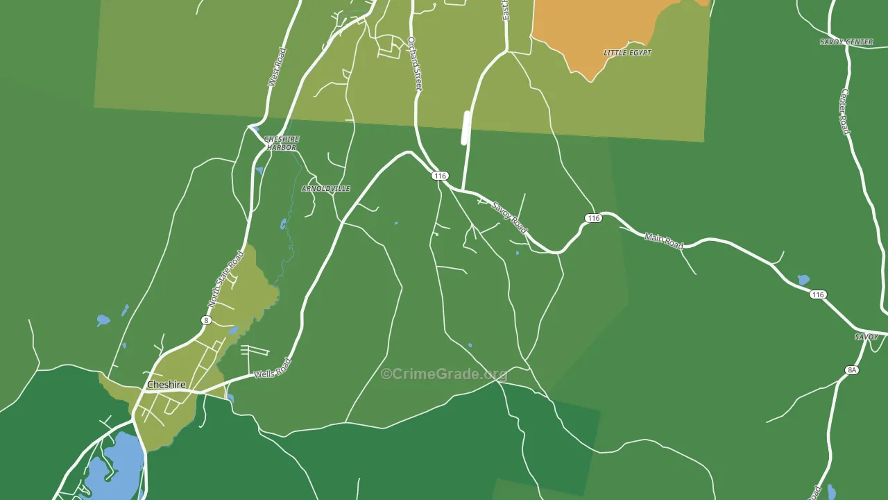 Cheshire Harbor, MA Map of Drug-Related Crime Rates
